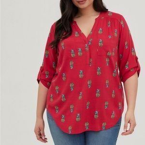 Torrid Harper Pineapple Pullover 3/4 Sleeve Blouse - Plus Size 00